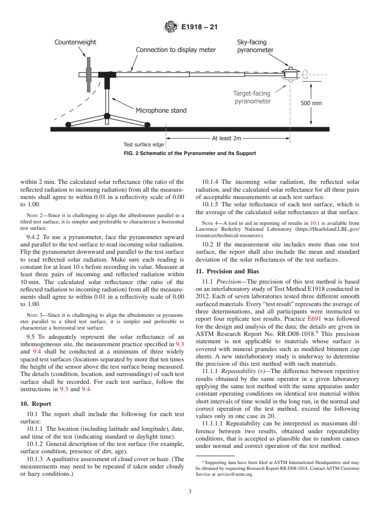 ASTM E1918-21 - Standard Test Method for Measuring Solar Reflectance of Horizontal and Low-Sloped Surfaces  in the Field