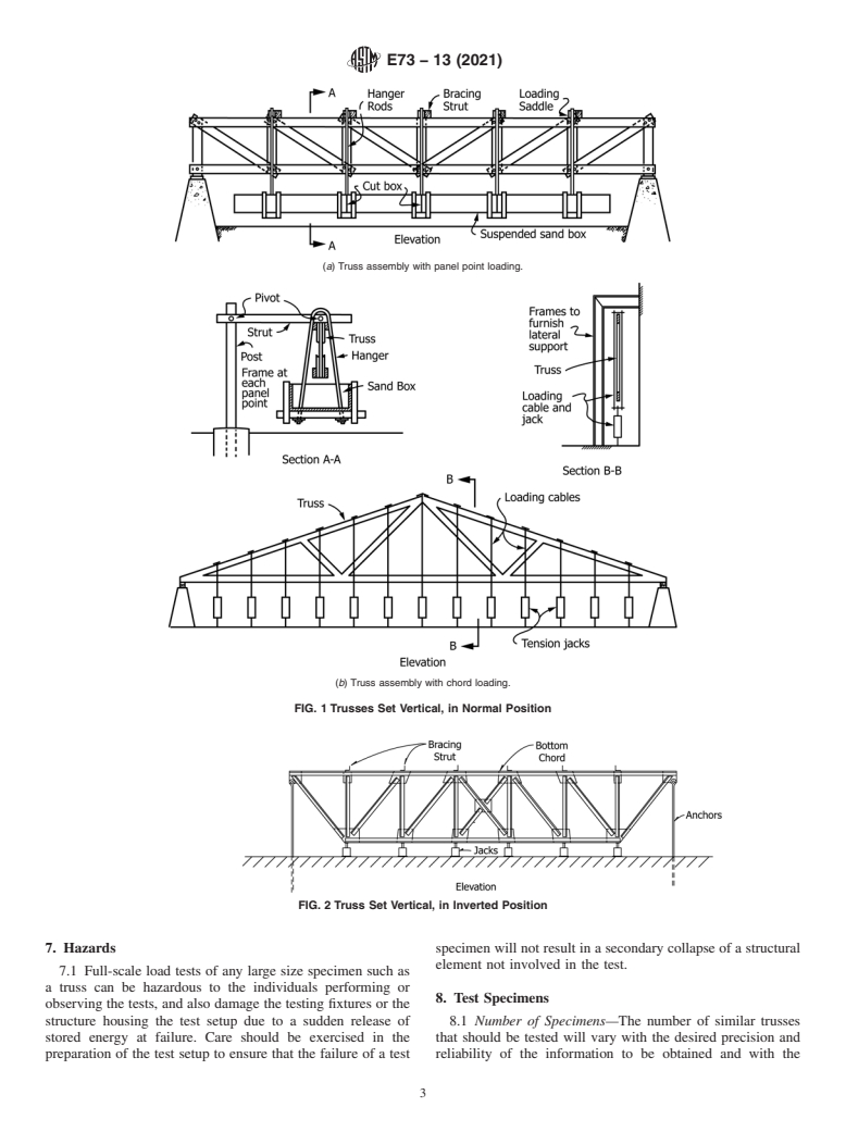 ASTM E73-13(2021) - Standard Practice for Static Load Testing of Truss Assemblies