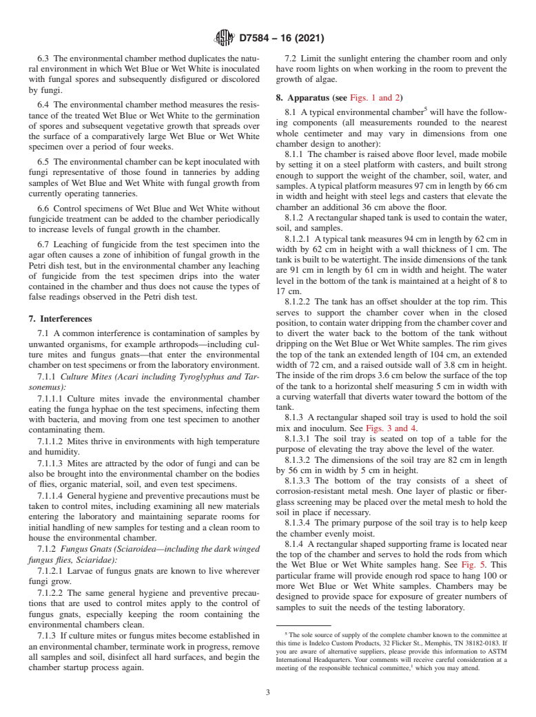 ASTM D7584-16(2021) - Standard Test Method for  Evaluating the Resistance of the Surface of Wet Blue and Wet  White to the Growth of Fungi in an Environmental Chamber