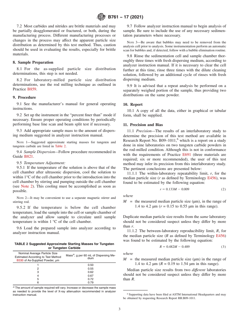 ASTM B761-17(2021) - Standard Test Method for  Particle Size Distribution of Metal Powders and Related Compounds   by X-Ray Monitoring of Gravity Sedimentation