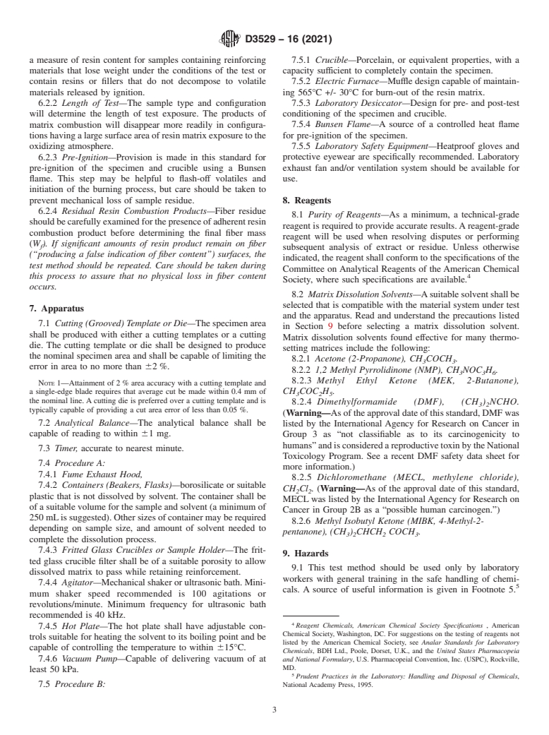 ASTM D3529-16(2021) - Standard Test Methods for  Constituent Content of Composite Prepreg