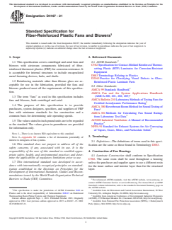 ASTM D4167-21 ASTM D4167-21 - Standard Specification for Fiber-Reinforced Plastic Fans and Blowers - Page 1 preview