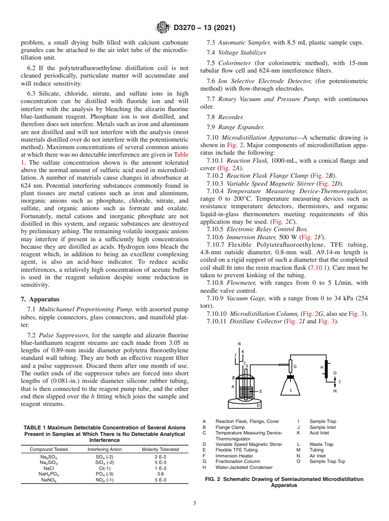 ASTM D3270-13(2021) - Standard Test Methods for  Analysis for Fluoride Content of the Atmosphere and Plant Tissues  (Semiautomated Method)