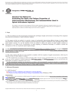 ASTM F1798-21 REDLINE ASTM F1798-21 - Standard Test Method for Evaluating the Static and Fatigue Properties of Interconnection Mechanisms and Subassemblies Used in Spinal Arthrodesis Implants - Page 1 preview