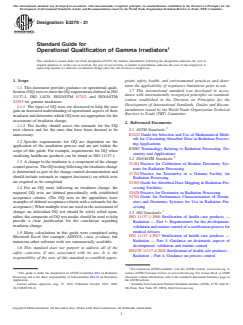 ASTM E3270-21 ASTM E3270-21 - Standard Guide for Operational Qualification of Gamma Irradiators - Page 1 preview