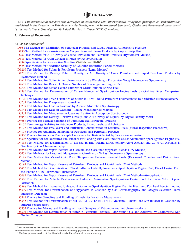 REDLINE ASTM D4814-21b - Standard Specification for Automotive Spark-Ignition Engine Fuel