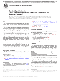 ASTM B189-05(2021) ASTM B189-05(2021) - Standard Specification for Lead-Coated and Lead-Alloy-Coated Soft Copper Wire for Electrical Purposes - Page 1 preview