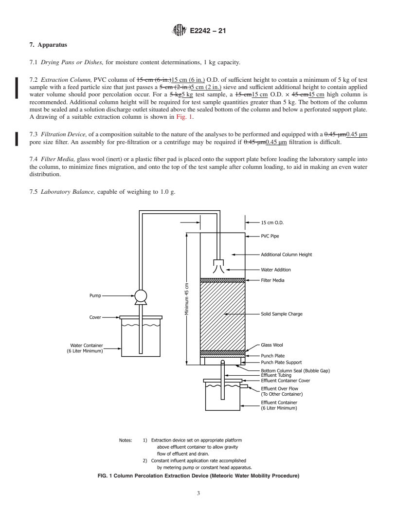REDLINE ASTM E2242-21 - Standard Test Method for  Column Percolation Extraction of Mine Rock by the Meteoric  Water Mobility Procedure