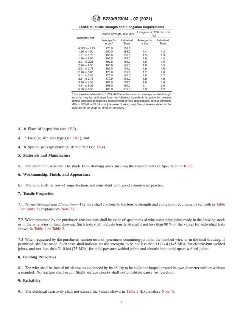 REDLINE ASTM B230/B230M-07(2021) - Standard Specification for Aluminum 1350–H19 Wire for Electrical Purposes