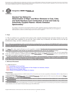 REDLINE ASTM D6349-21 - Standard Test Method for  Determination of Major and Minor Elements in Coal, Coke, and  Solid  Residues from Combustion of Coal and Coke by Inductively Coupled  Plasma—Atomic   Emission Spectrometry