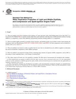 ASTM D7451-21 REDLINE ASTM D7451-21 - Standard Test Method for Water Separation Properties of Light and Middle Distillate, and Compression and Spark-Ignition Engine Fuels - Page 1 preview