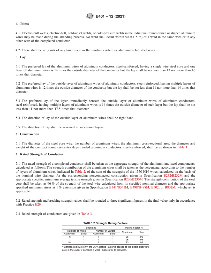 REDLINE ASTM B401-12(2021) - Standard Specification for Compact Round Concentric-Lay-Stranded Aluminum Conductors,   Steel-Reinforced (ACSR/COMP)