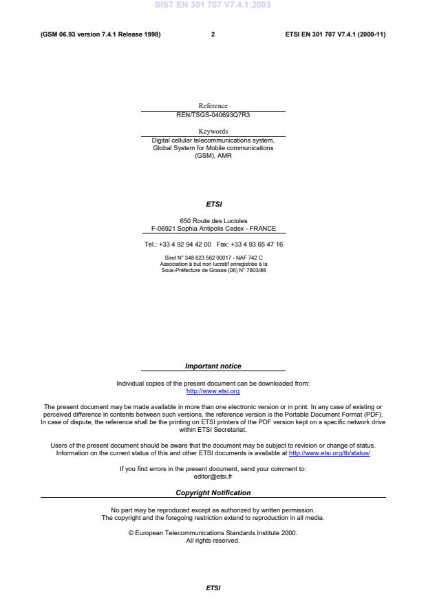 SIST EN 301 707 V7.4.1:2003 SIST EN 301 707 V7.4.1:2003 - Page 4 preview