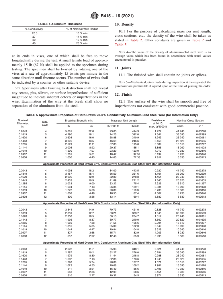 ASTM B415-16(2021) - Standard Specification for Hard-Drawn Aluminum-Clad Steel Wire