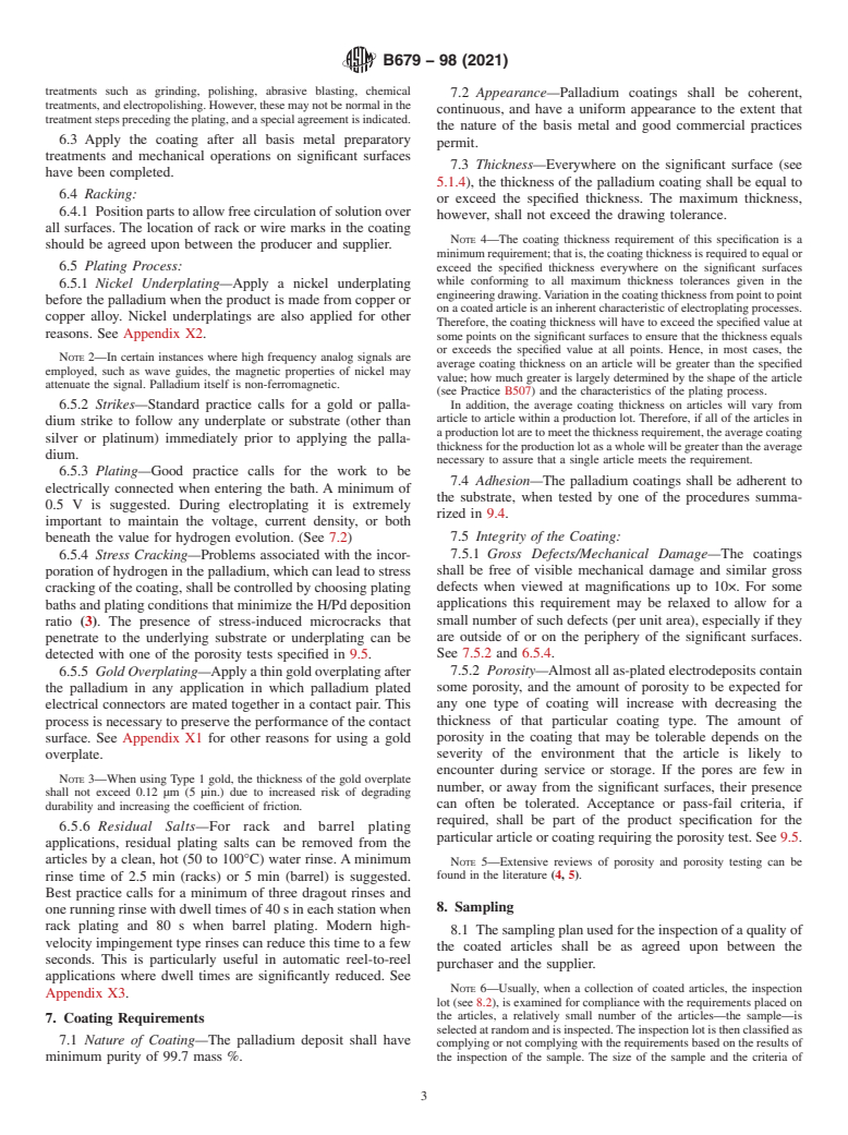 ASTM B679-98(2021) - Standard Specification for  Electrodeposited Coatings of Palladium for Engineering Use