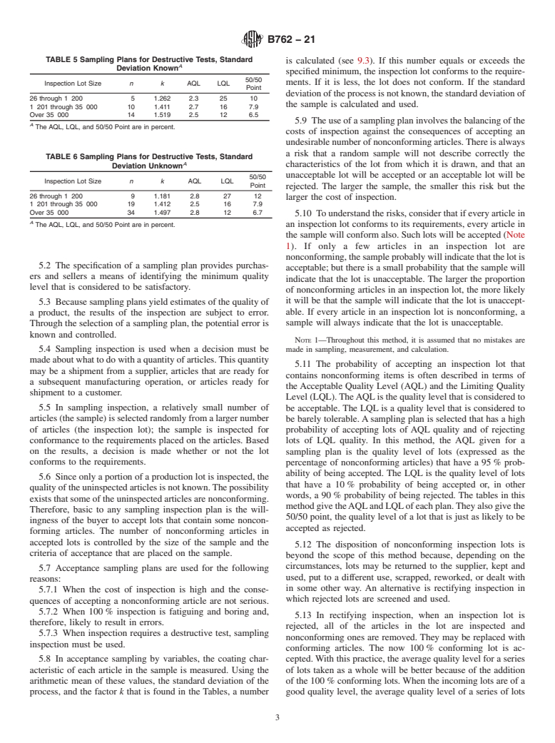 ASTM B762-21 - Standard Guide of Variables Sampling of Metallic and Inorganic Coatings