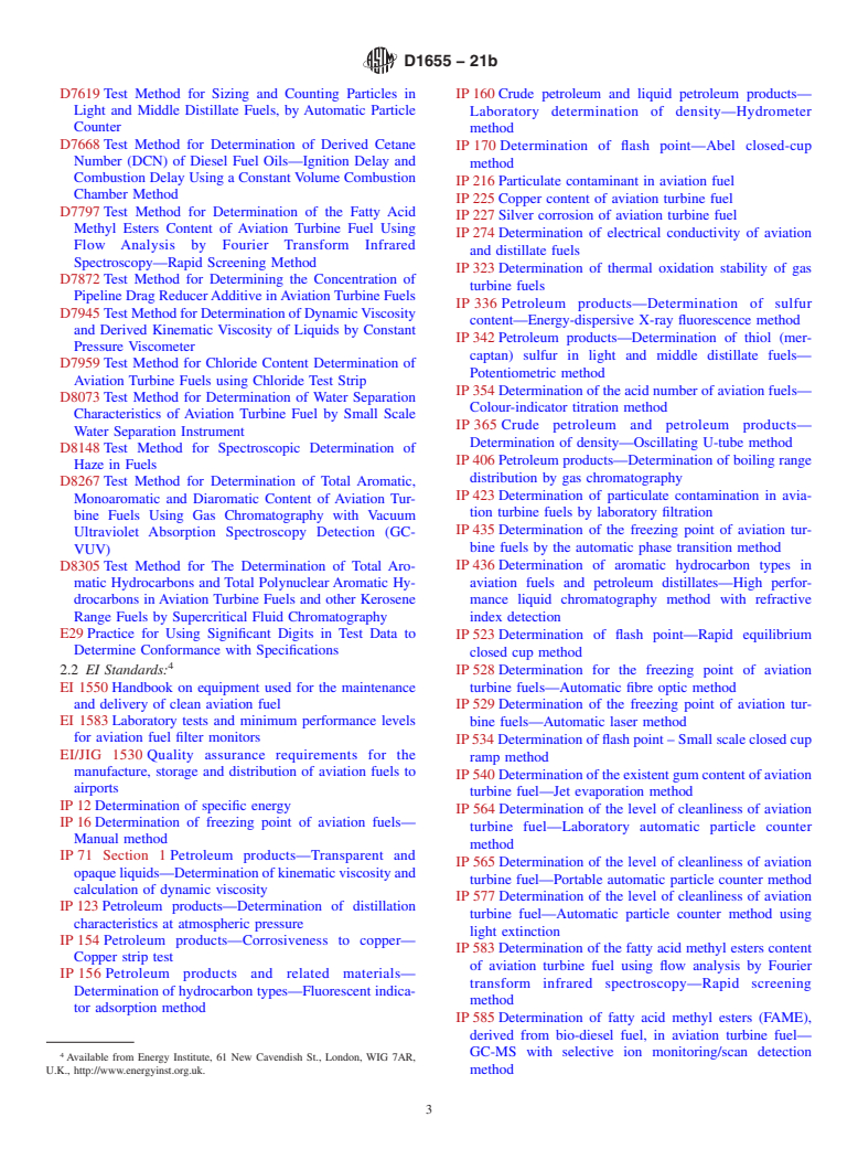 ASTM D1655-21b - Standard Specification for Aviation Turbine Fuels