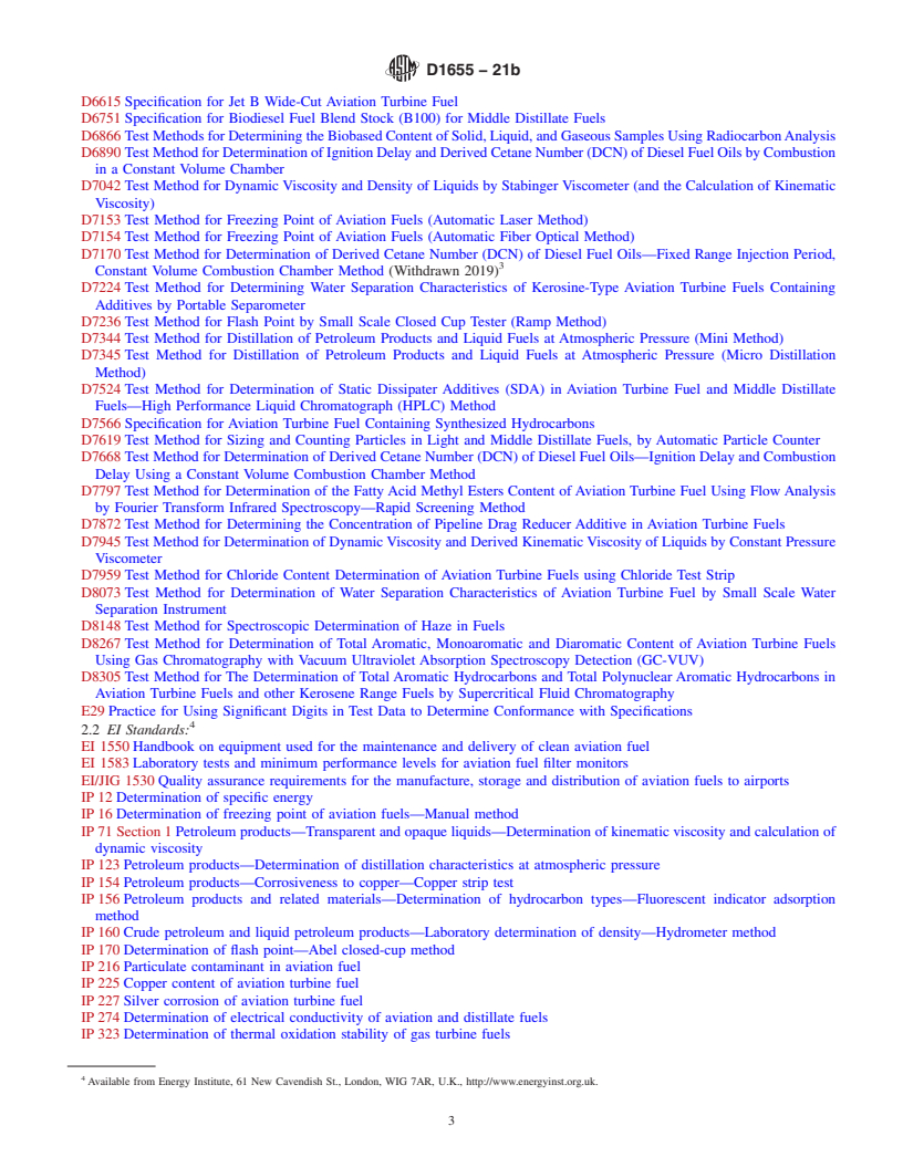 REDLINE ASTM D1655-21b - Standard Specification for Aviation Turbine Fuels