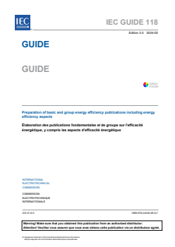 IEC GUIDE 118:2024 IEC GUIDE 118:2024 - Preparation of basic and group energy efficiency publications including energy efficiency aspects
Released:2/9/2024
Isbn:9782832256107 - Page 3 preview