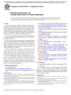 ASTM F3091/F3091M-14(2021) ASTM F3091/F3091M-14(2021) - Standard Specification for Powder Bed Fusion of Plastic Materials - Page 1 preview