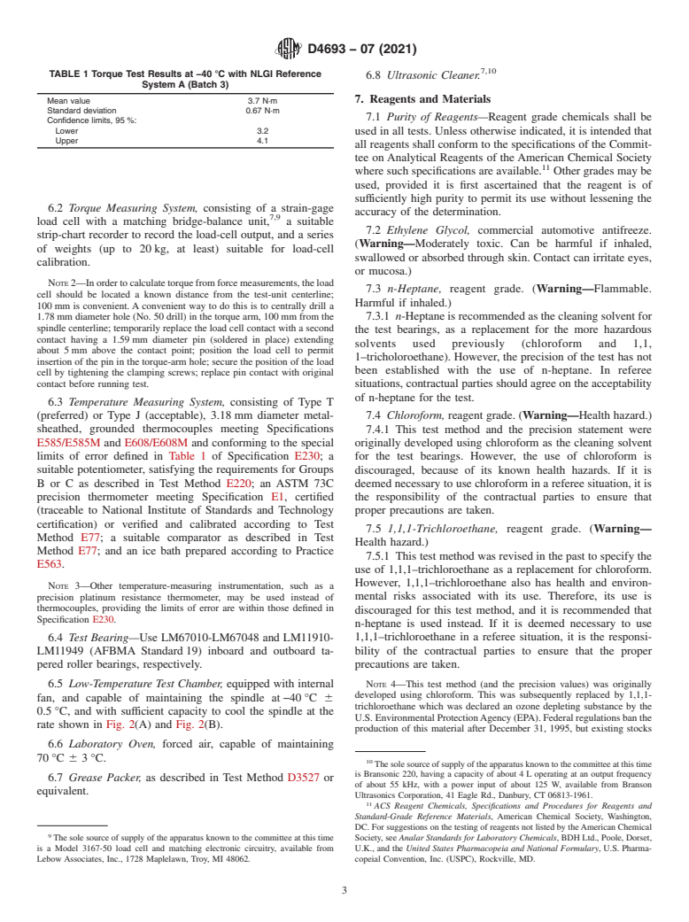 ASTM D4693-07(2021) - Standard Test Method for  Low-Temperature Torque of Grease-Lubricated Wheel Bearings