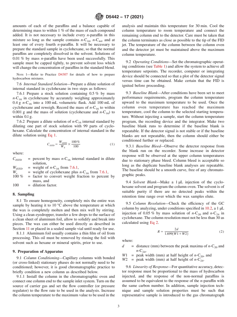 ASTM D5442-17(2021) - Standard Test Method for  Analysis of Petroleum Waxes by Gas Chromatography