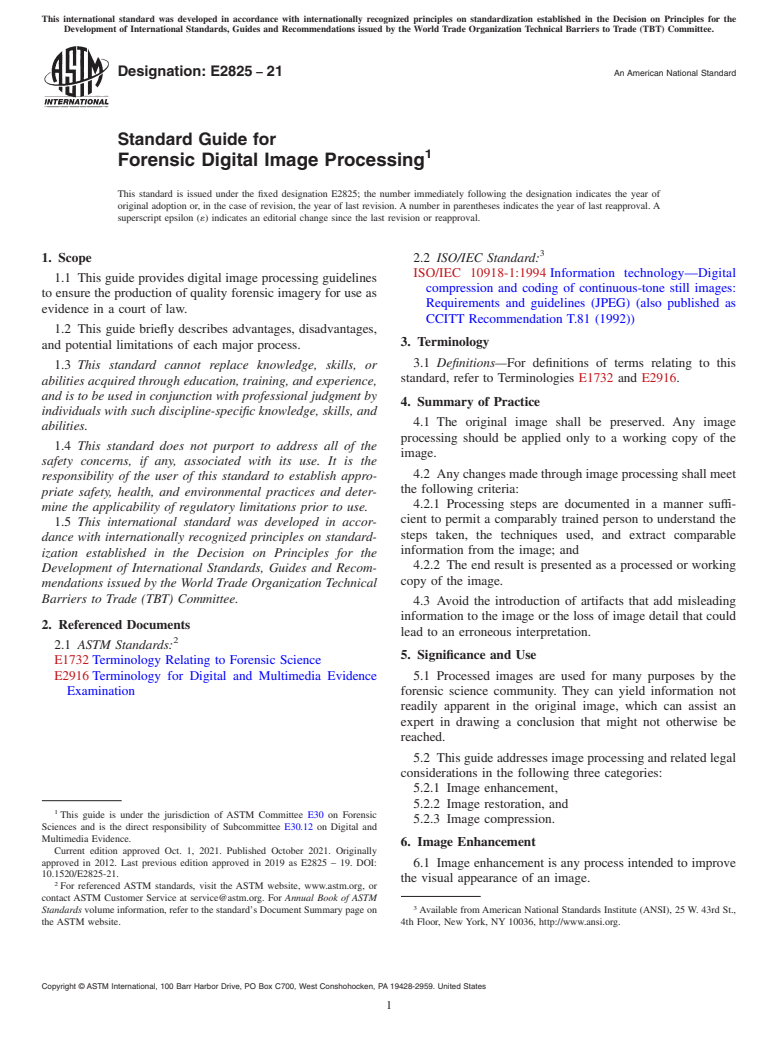 ASTM E2825-21 - Standard Guide for  Forensic Digital Image Processing