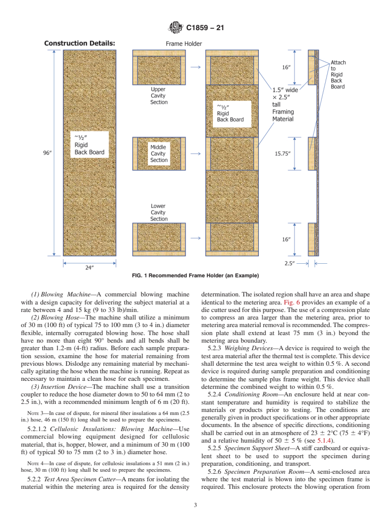 ASTM C1859-21 - Standard Practice for Determination of Thermal Resistance of Pneumatically Installed  Loose-Fill Building Insulation (Behind Netting) for Enclosed Applications  of the Building Thermal Envelope