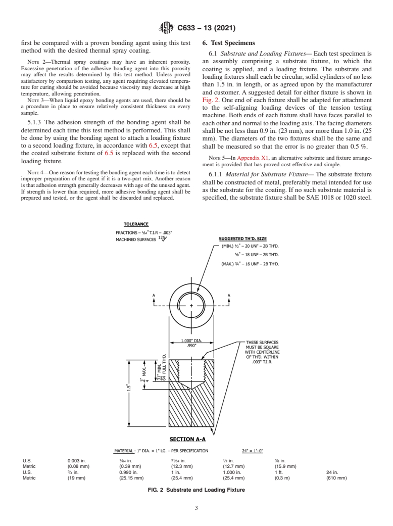 ASTM C633-13(2021) - Standard Test Method for  Adhesion or Cohesion Strength of Thermal Spray Coatings