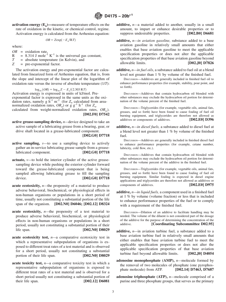 ASTM D4175-20be1 - Standard Terminology Relating to Petroleum Products, Liquid Fuels, and Lubricants