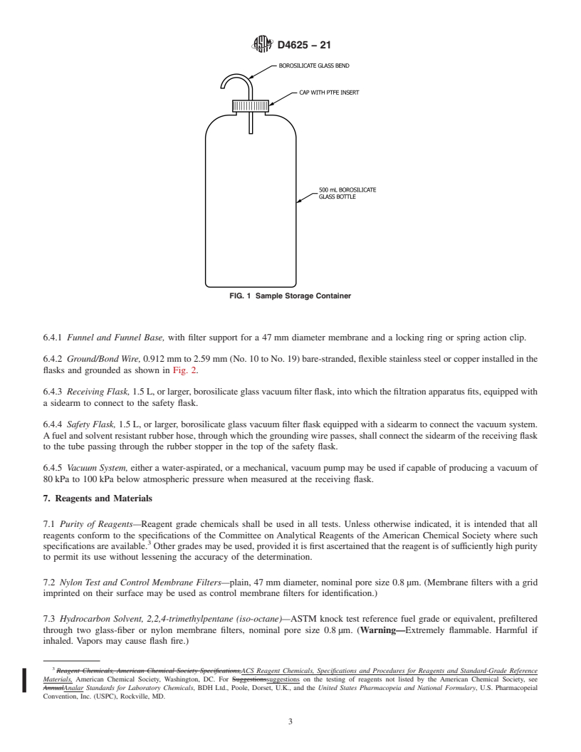 REDLINE ASTM D4625-21 - Standard Test Method for  Middle Distillate Fuel Storage Stability at 43 °C  (110 °F)