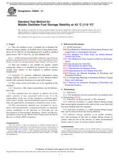 ASTM D4625-21 ASTM D4625-21 - Standard Test Method for Middle Distillate Fuel Storage Stability at 43 °C (110 °F) - Page 1 preview