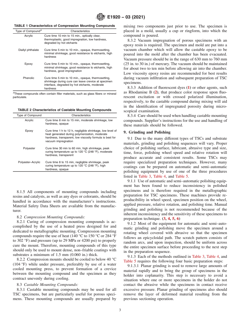 ASTM E1920-03(2021) - Standard Guide for  Metallographic Preparation of Thermal Sprayed Coatings