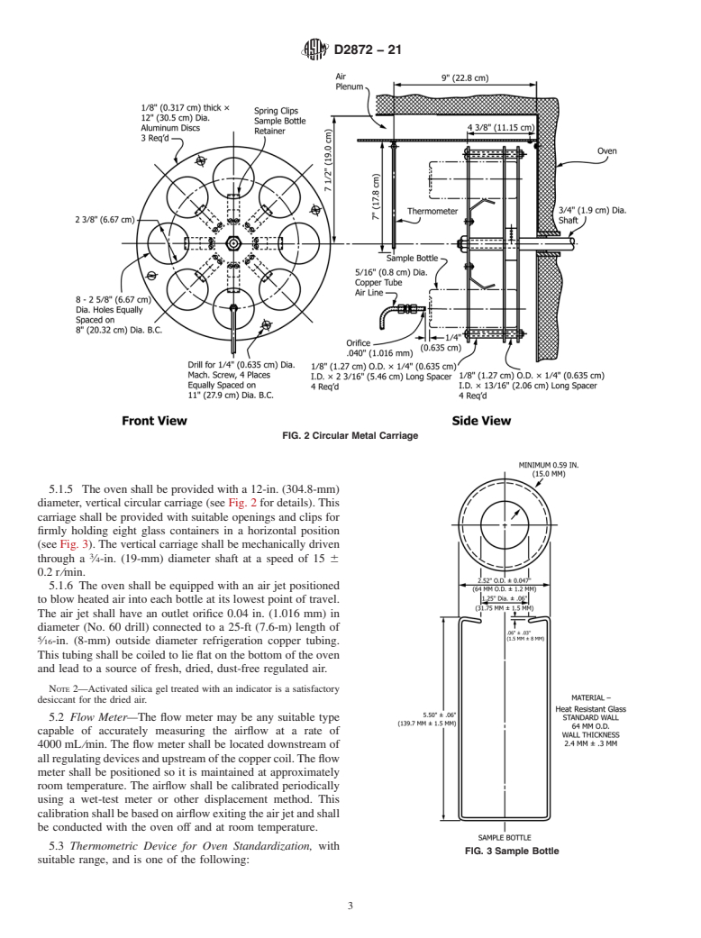 ASTM D2872-21 - Standard Test Method for Effect of Heat and Air on a Moving Film of Asphalt (Rolling  Thin-Film Oven Test)