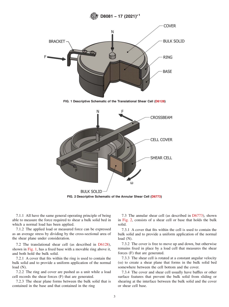 ASTM D8081-17(2021)e1 - Standard Guide for Theory and Principles for Obtaining Reliable and Accurate Bulk  Solids Flow Data Using a Direct Shear Cell