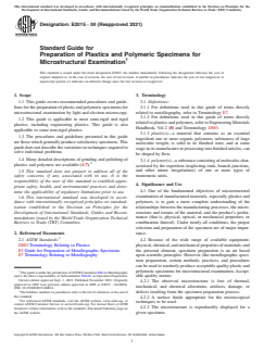 ASTM E2015-04(2021) ASTM E2015-04(2021) - Standard Guide for Preparation of Plastics and Polymeric Specimens for Microstructural Examination - Page 1 preview