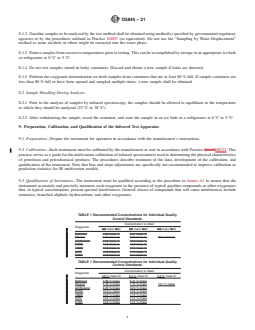 ASTM D5845-21 REDLINE ASTM D5845-21 - Standard Test Method for Determination of MTBE, ETBE, TAME, DIPE, Methanol, Ethanol and <emph type="ital">tert</emph>-Butanol in Gasoline by Infrared Spectroscopy - Page 4 preview