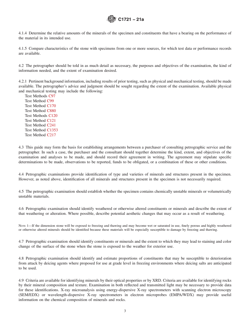 REDLINE ASTM C1721-21a - Standard Guide for  Petrographic Examination of Dimension Stone