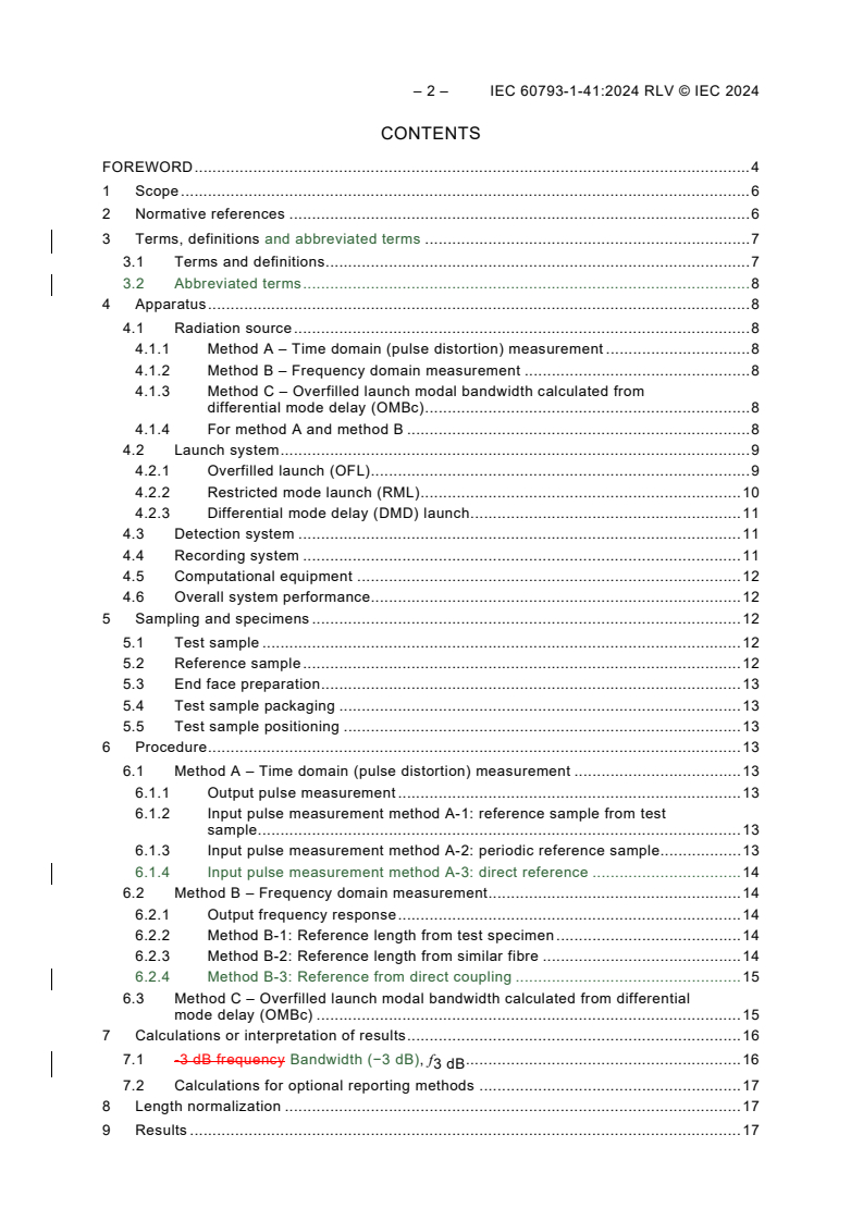 IEC 60793-1-41:2024 IEC 60793-1-41:2024 RLV - Optical fibres - Part 1-41: Measurement methods and test procedures - Bandwidth
Released:4/19/2024
Isbn:9782832288115 - Page 4 preview