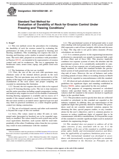 ASTM D5312/D5312M-21 ASTM D5312/D5312M-21 - Standard Test Method for Evaluation of Durability of Rock for Erosion Control Under Freezing and Thawing Conditions - Page 1 preview