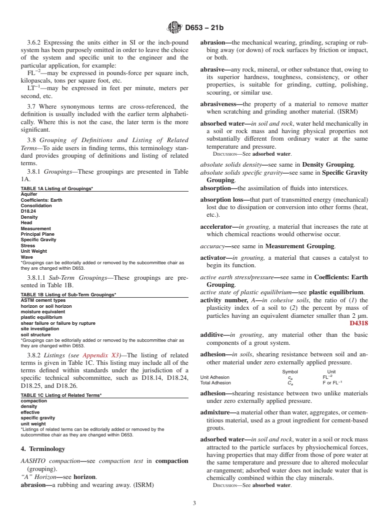 ASTM D653-21b - Standard Terminology Relating to  Soil, Rock, and Contained Fluids