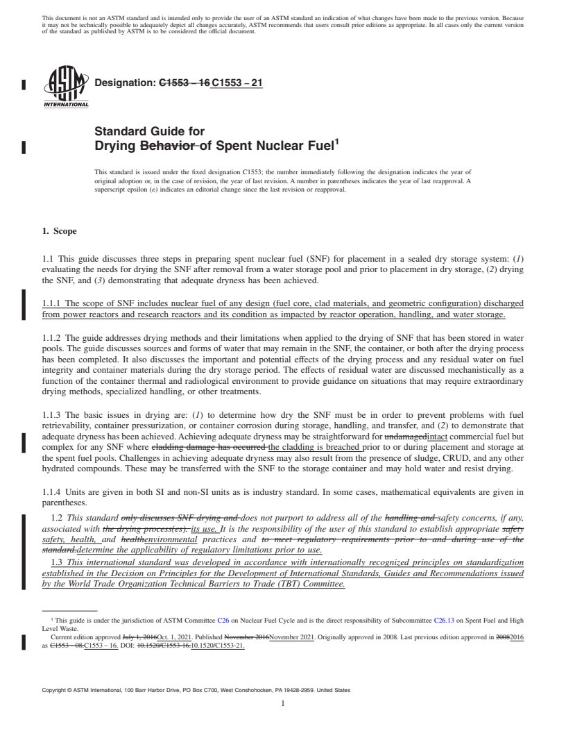 REDLINE ASTM C1553-21 - Standard Guide for  Drying of Spent Nuclear Fuel