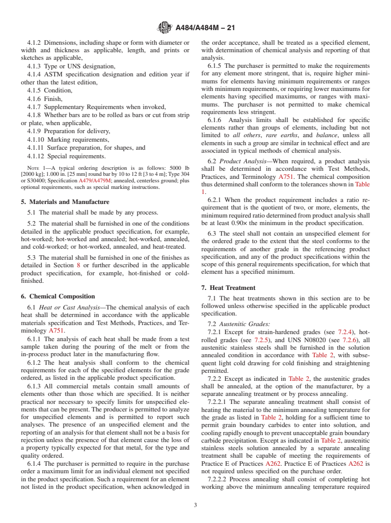 ASTM A484/A484M-21 - Standard Specification for  General Requirements for Stainless Steel Bars, Billets, and  Forgings