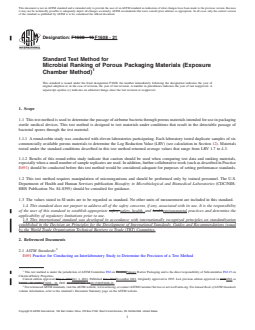 REDLINE ASTM F1608-21 - Standard Test Method for  Microbial Ranking of Porous Packaging Materials (Exposure Chamber   Method)
