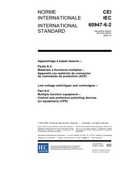 IEC 60947-6-2:2002 - Low-voltage switchgear and controlgear - Part 6-2: Multiple function equipment - Control and protective switching devices (or equipment) (CPS) - Page 3 preview