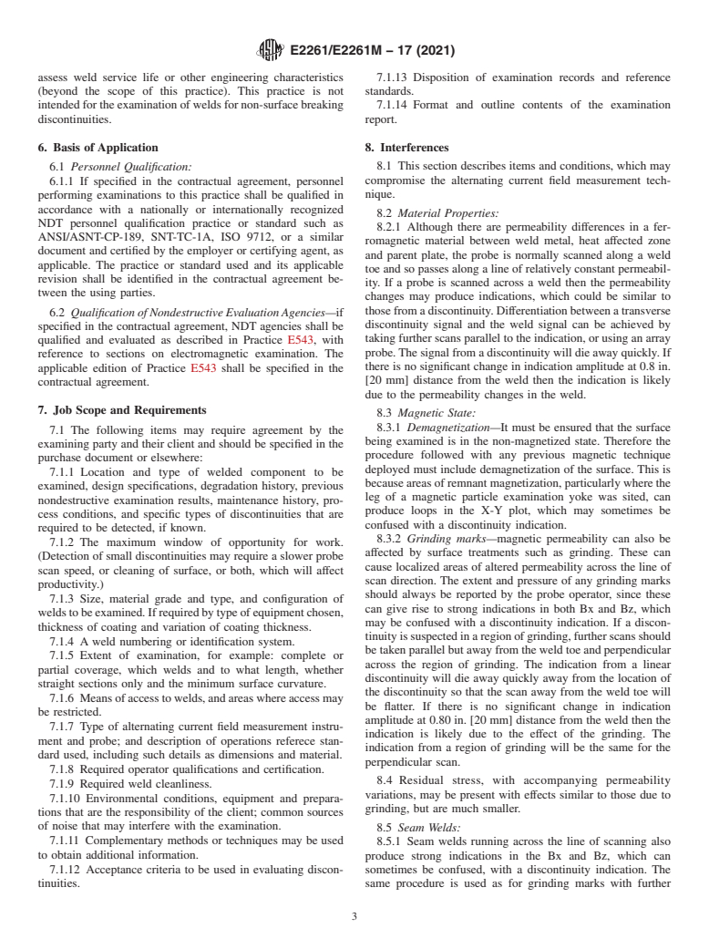 ASTM E2261/E2261M-17(2021) - Standard Practice for  Examination of Welds Using the Alternating Current Field Measurement  Technique