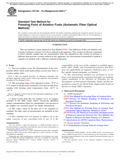 ASTM D7154-15(2021)e1 ASTM D7154-15(2021)e1 - Standard Test Method for Freezing Point of Aviation Fuels (Automatic Fiber Optical Method) - Page 1 preview