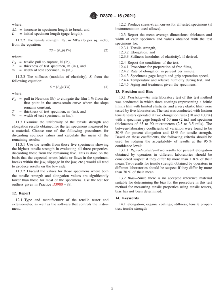 ASTM D2370-16(2021) - Standard Test Method for Tensile Properties of Organic Coatings