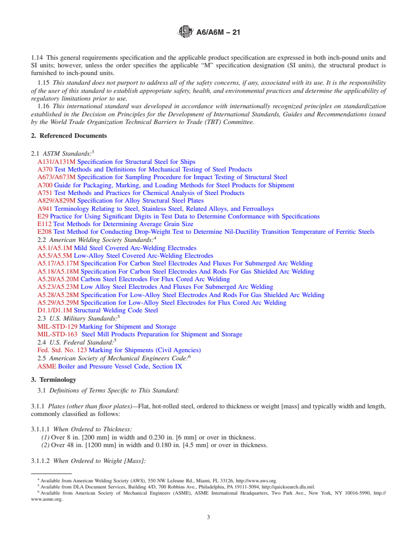 REDLINE ASTM A6/A6M-21 - Standard Specification for  General Requirements for Rolled Structural Steel Bars, Plates,  Shapes, and Sheet Piling