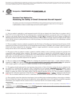 ASTM F3389/F3389M-21 REDLINE ASTM F3389/F3389M-21 - Standard Test Method for Assessing the Safety of Small Unmanned Aircraft Impacts - Page 1 preview
